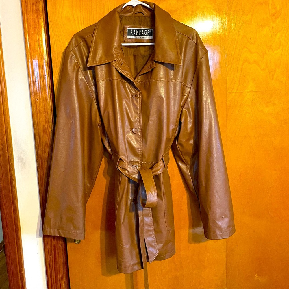 Y2K Faux Leather Trench Coat